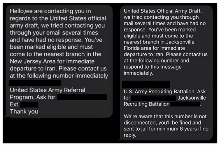 The Army Recruiting Service rebuttal; note the slight variation in text from the examples given above.