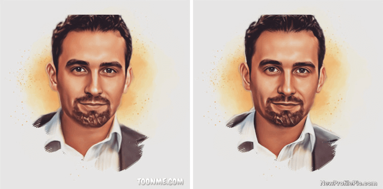 Results after uploading the original GAN-collage image to toonme[.]com (left) and newprofilepic[.]com (right)